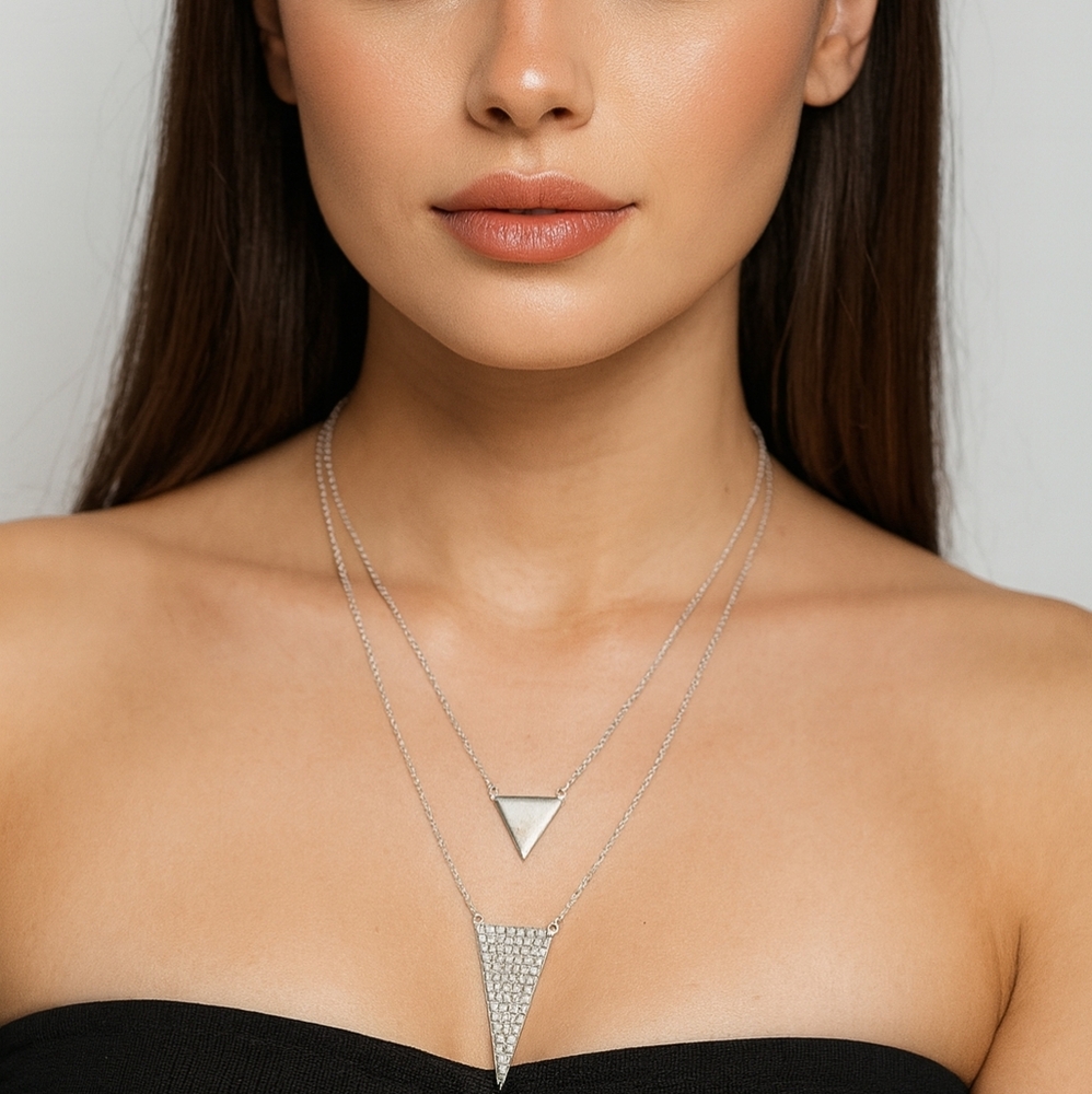 NWOT Christian Siriano Silver Tone 2 Row Necklace
